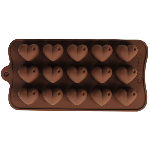 Φόρμα σιλικόνης για σοκολατάκια 20Χ10Χ3 εκ. σχέδιο Καρδιά καφέ  65012
