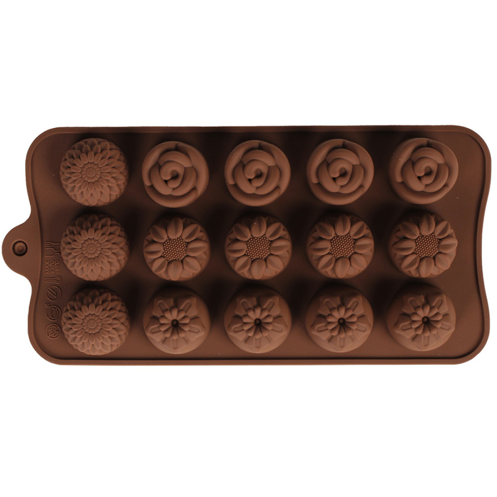 Φόρμα σιλικόνης για σοκολατάκια 20Χ10Χ3 εκ. Διάφορα σχέδια καφέ  65013