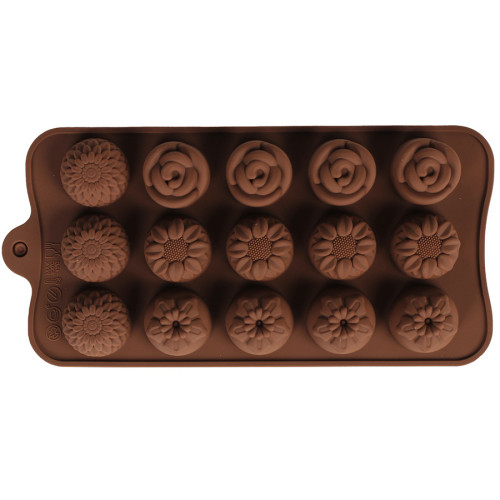 Φόρμα σιλικόνης για σοκολατάκια 20Χ10Χ3 εκ. Διάφορα σχέδια καφέ  65013