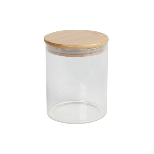 Βάζο αποθήκευσης γυάλινο 780 ml με ξύλινο καπάκι  51157