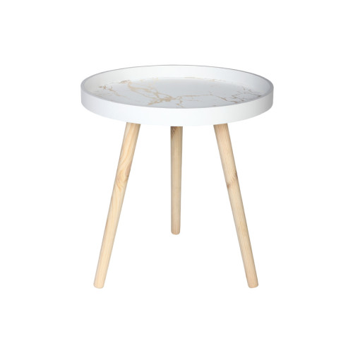 Τραπέζι σαλονιού ξύλινο MDF Φ45Χ48 εκ. λευκό-χρυσό  76899-1