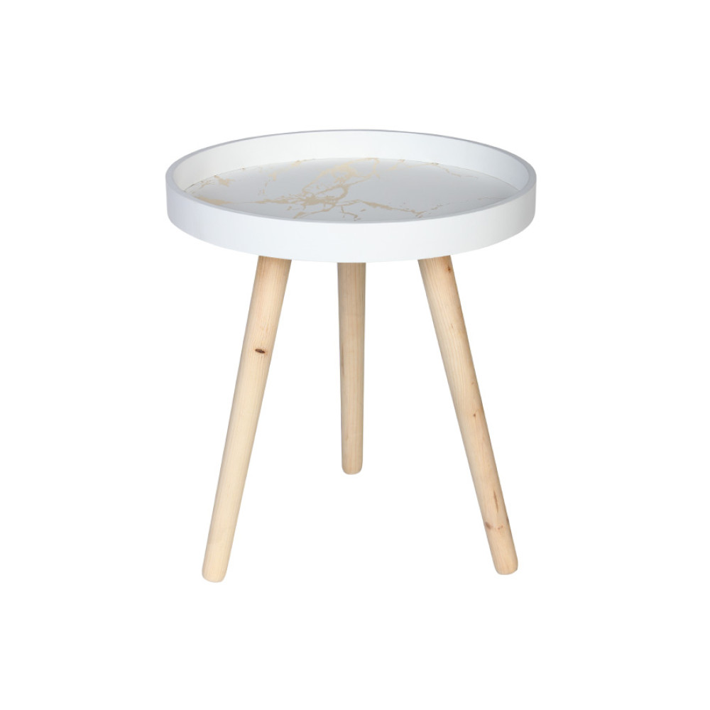 Τραπέζι σαλονιού ξύλινο MDF Φ38Χ43 εκ. λευκό-χρυσό  76899-2