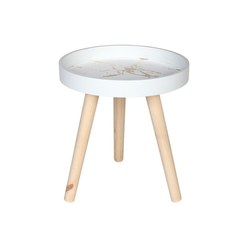 Τραπέζι σαλονιού ξύλινο MDF Φ30Χ33 εκ. λευκό-χρυσό  76899-3