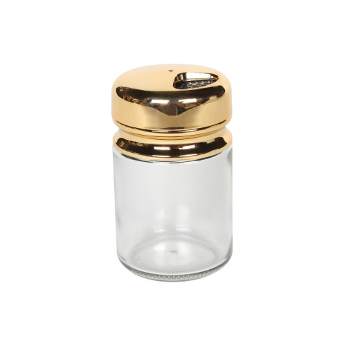Αλατιέρα - θήκη μπαχαρικών γυάλινη Φ5,5Χ9,5 εκ. 120 ml με πλαστικό καπάκι χρυσό  65151