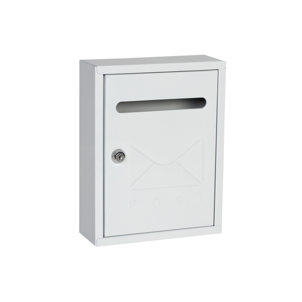 Γραμματοκιβώτιο μεταλλικό 20Χ7,5Χ26 εκ. λευκό με κλειδαριά και ανάγλυφο σχέδιο  41255