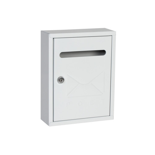 Γραμματοκιβώτιο μεταλλικό 20Χ7,5Χ26 εκ. λευκό με κλειδαριά και ανάγλυφο σχέδιο  41255