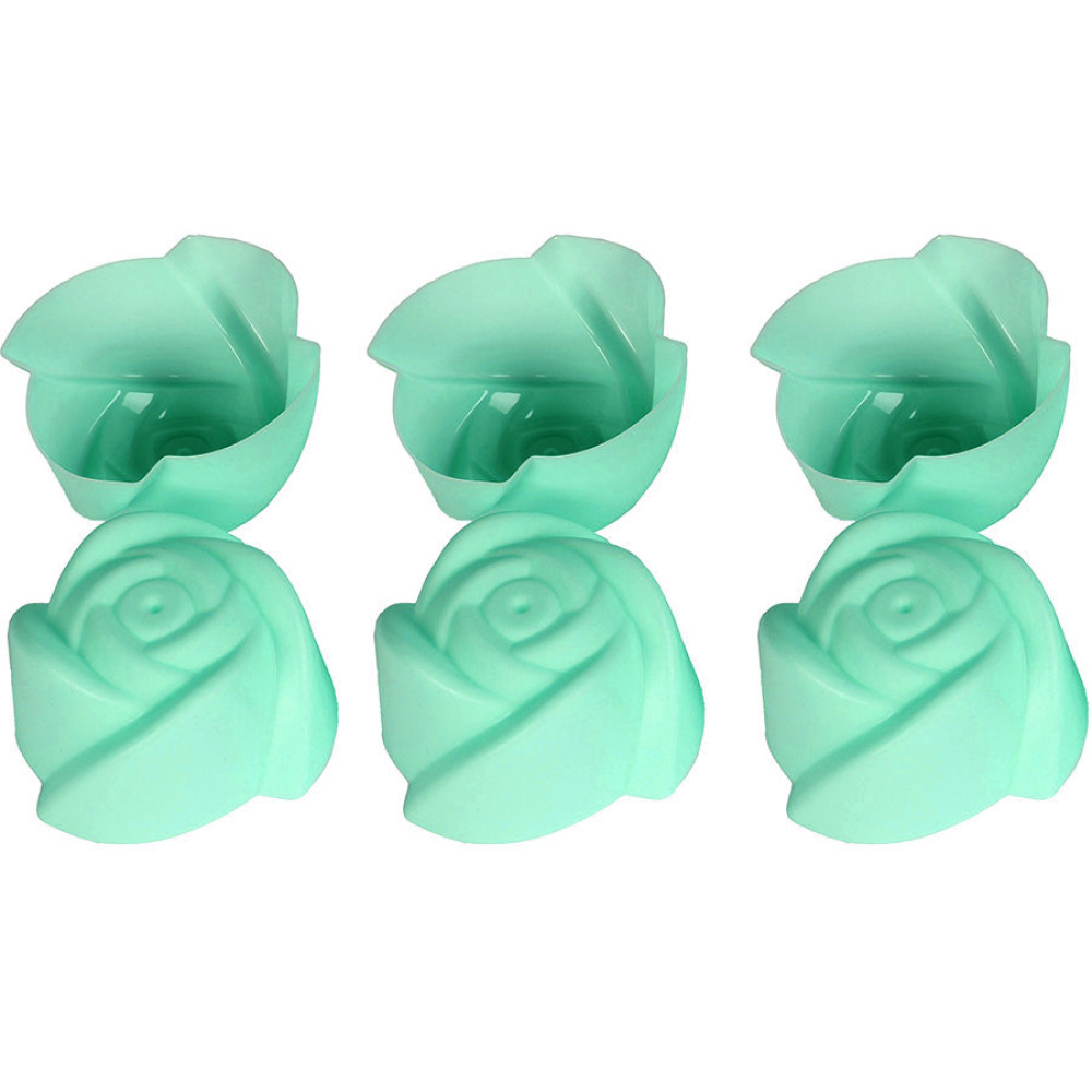 Φορμάκια σιλικόνης Muffin – Cupcake τεμ. 6 Φ7Χ3,5 εκ. Τριαντάφυλλο πράσινο  65019-6