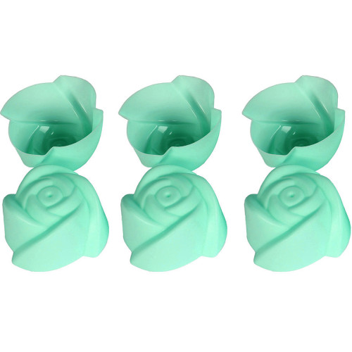 Φορμάκια σιλικόνης Muffin – Cupcake τεμ. 6 Φ7Χ3,5 εκ. Τριαντάφυλλο πράσινο  65019-6