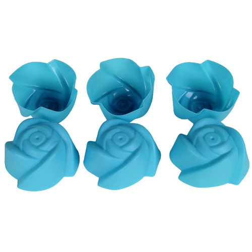 Φορμάκια σιλικόνης Muffin – Cupcake τεμ. 6 Φ7Χ3,5 εκ. Τριαντάφυλλο μπλε  65019-8