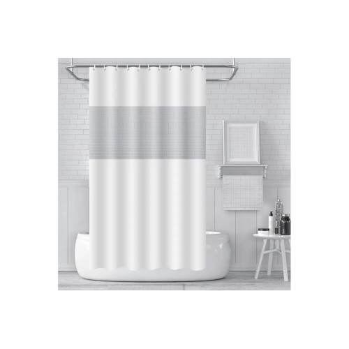 Κουρτίνα μπάνιου 3D 180Χ180 εκ. λευκό με κρίκους  47250-3