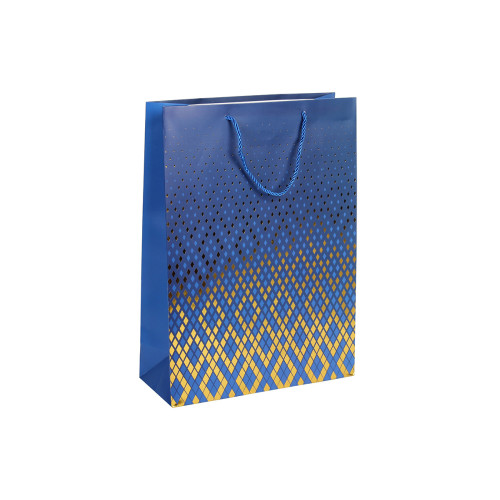 Τσάντα δώρου χάρτινη 30Χ12Χ41,5 εκ. μπλε χρυσό  04474-3