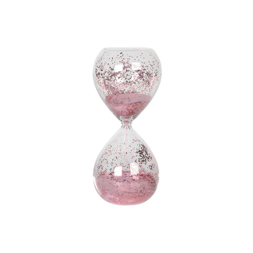 Κλεψύδρα γυάλινη διακοσμητική Φ8Χ19 εκ. διάφανη με ροζ άμμο  93445