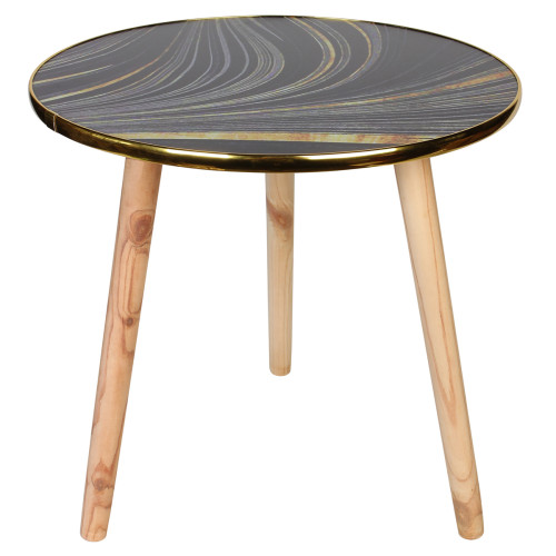Τραπέζι σαλονιού βοηθητικό ξύλινο Φ45Χ44 εκ. με ντεκόρ  46605-1