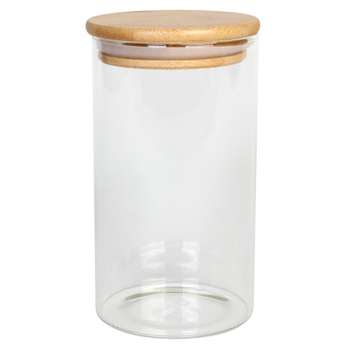 Βάζο αποθήκευσης γυάλινο Φ8,5Χ15,5 εκ. 700 ml με ξύλινο καπάκι  56822