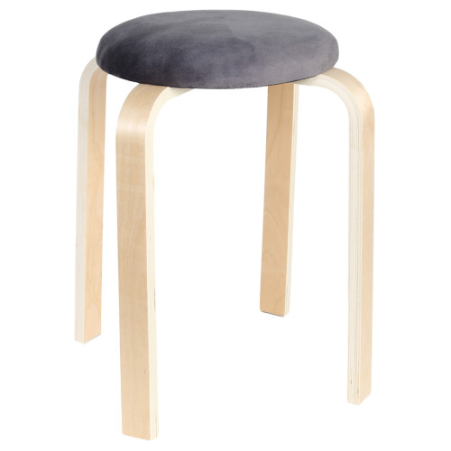 Σκαμπό ξύλινο Φ30Χ48 εκ. με υφασμάτινο κάθισμα βελουτέ γκρι  118733