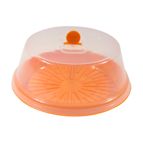 Τουρτιέρα πλαστική Φ30 εκ. χρ. πορτοκαλί με πλαστικό καπάκι  022102-2