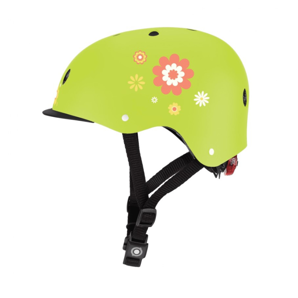Globber Helmet Elite Με Αναλάμπον LED XS/S ( 48-53CM ) LIME GREEN FLOWERS