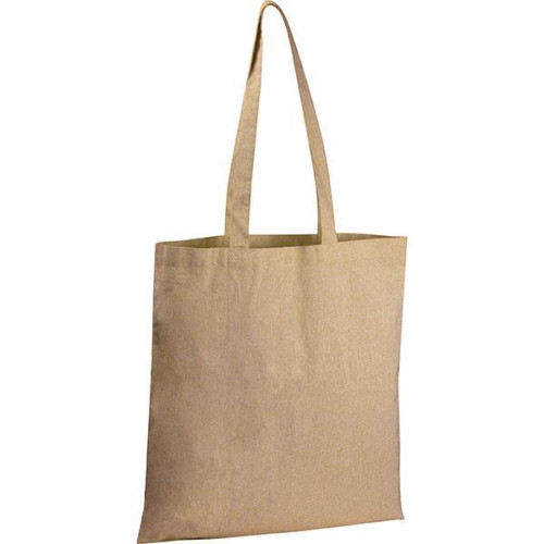 Τσάντα από ανακυκλωμένο βαμβάκι με μακρύ χερούλι μπεζ Υ42x37,5x2εκ.