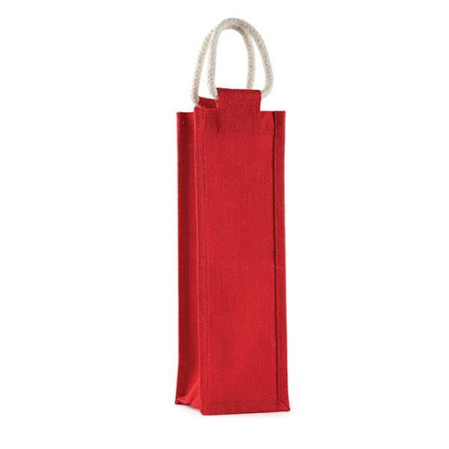 Τσάντα κρασιού, Y35x11x10εκ από γιούτα/λινάτσα σε κόκκινο χρώμα.