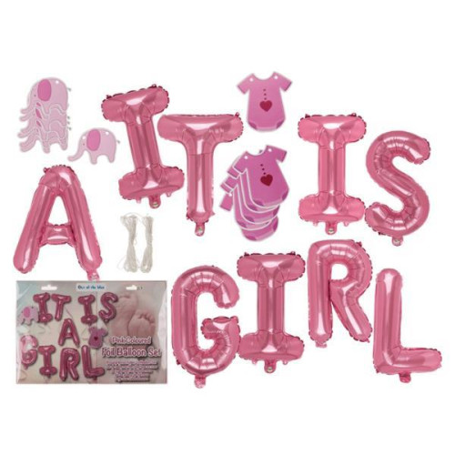 Διακοσμητικό σετ γέννησης ροζ «It' s a girl»