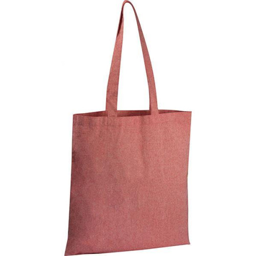 Τσάντα από ανακυκλωμένο βαμβάκι με μακρύ χερούλι κόκκινη Υ42x37,5x2εκ.