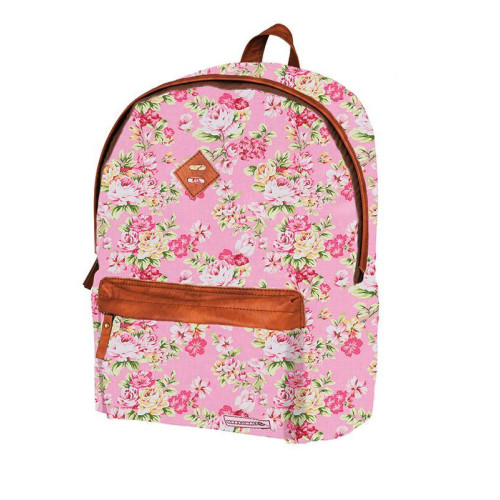 Marshmallow τσάντα δημοτικού ροζ λουλούδια με 2 θήκες 41x32x14εκ.