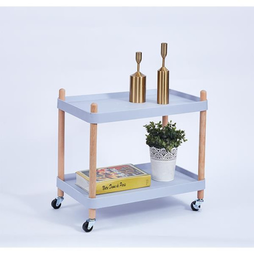 Τραπέζι βοηθητικό - τρόλεϊ ξύλινο με 2 επίπεδα γαλάζιο 56x34xΥ46εκ.