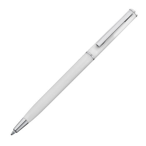 Στυλό πλαστικό slim line λευκό με ασημένιες λεπτομέρειες Υ13,6xØ0,8εκ.