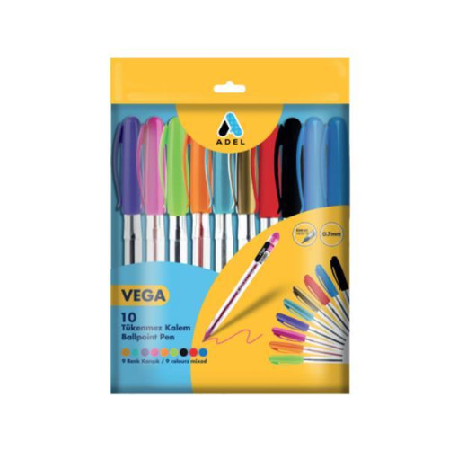 Adel σετ 10 στυλό χρωματιστά Vega