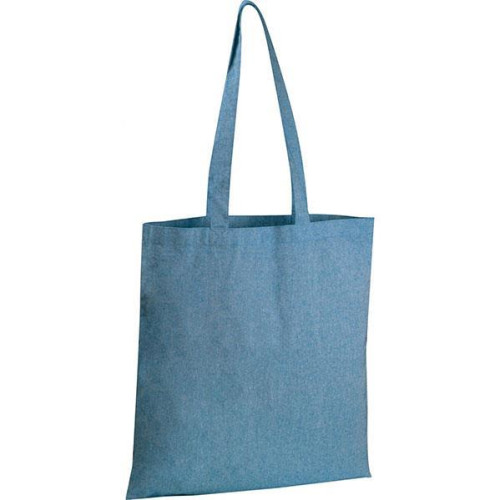 Τσάντα από ανακυκλωμένο βαμβάκι με μακρύ χερούλι μπλε Υ42x37,5x2εκ.