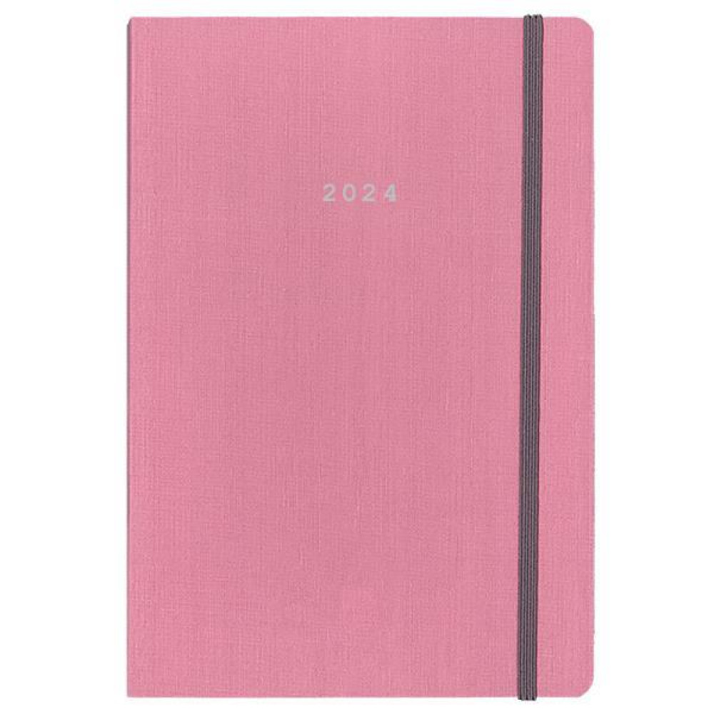 Next ημερολόγιο 2024 fabric ημερήσιο flexi ροζ με λάστιχο 14x21εκ.