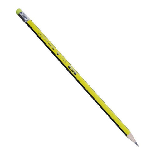 Μολύβι τριγωνικό με σβήστρα - ξύστρα κίτρινο 12τεμ