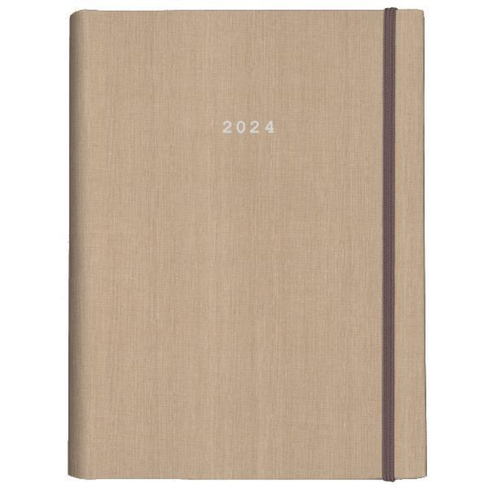 Next ημερολόγιο 2024 fabric ημερήσιο κρυφό σπιράλ μπεζ 14x21εκ.