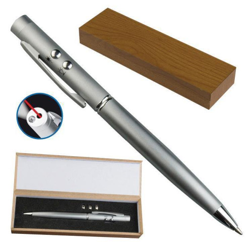 Στυλό μεταλλικό laser - led σε ξύλινη θήκη
