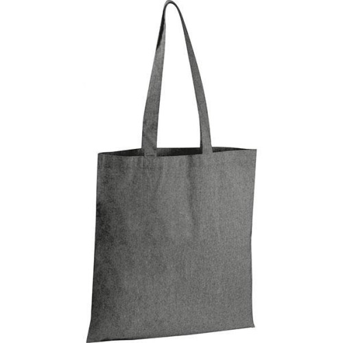 Τσάντα από ανακυκλωμένο βαμβάκι με μακρύ χερούλι μαύρη Υ42x37,5x2εκ.