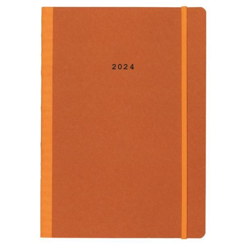 Next ημερολόγιο 2024 Natural ημερήσιο flexi πορτοκαλί με λάστιχο 12x17εκ.