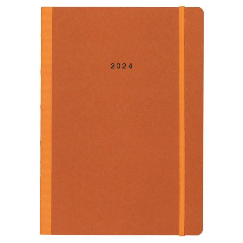Next ημερολόγιο 2024 Natural ημερήσιο flexi πορτοκαλί με λάστιχο 17x25εκ.