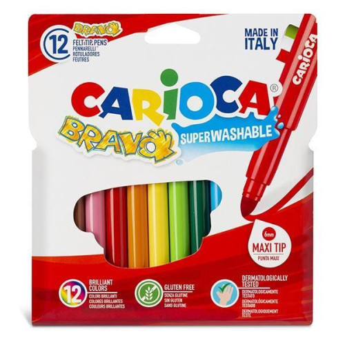 Carioca Bravo super washable μαρκαδόροι 12 χρωμάτων
