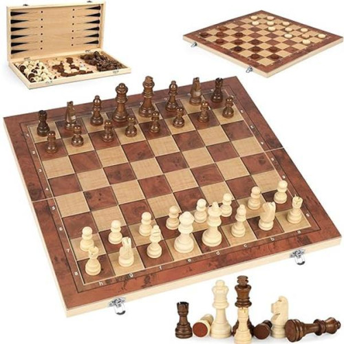 Τάβλι-σκάκι-ντάμα 3 σε 1 τύπου ξύλινο 39x39εκ.