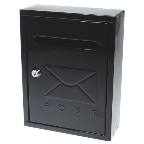 Γραμματοκιβώτιο Υ26x20x7,5εκ., μεταλλικό, μαύρο με κλειδί