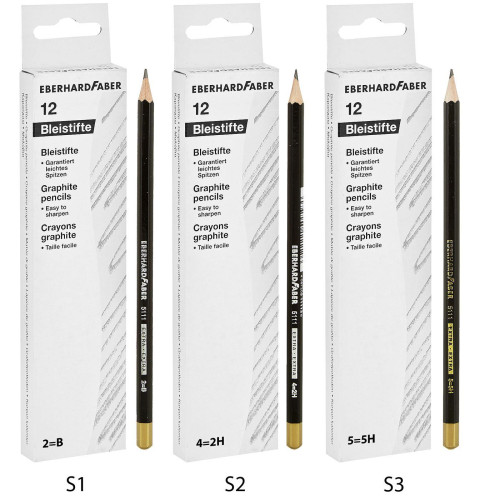 ΜΟΛΥΒΙ ΜΑΥΡΟ EXTRA Νο2=Β, No4=2H, Νο5=5H ΠΑΚ=12ΤΕΜ  FABER 511101, 511112, 511115