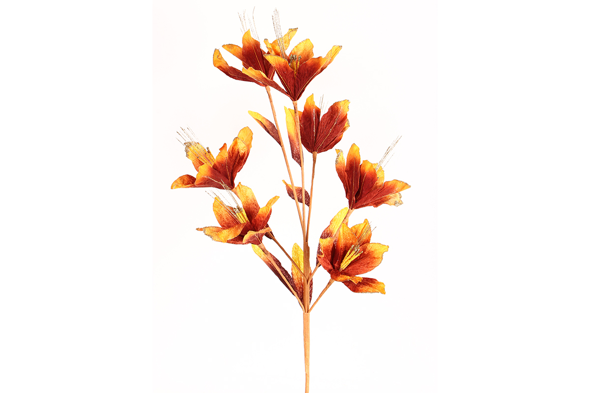 Keskor Λουλούδι διακοσμητικό με 7 άνθη και γκλίτερ χρ. καφέ 021601-1