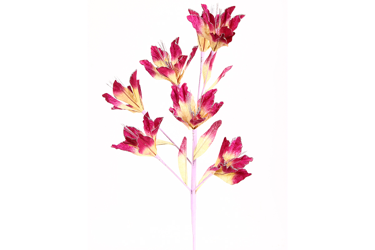 Keskor Λουλούδι διακοσμητικό με 7 άνθη και γκλίτερ χρ. μωβ-μπεζ 021601-2