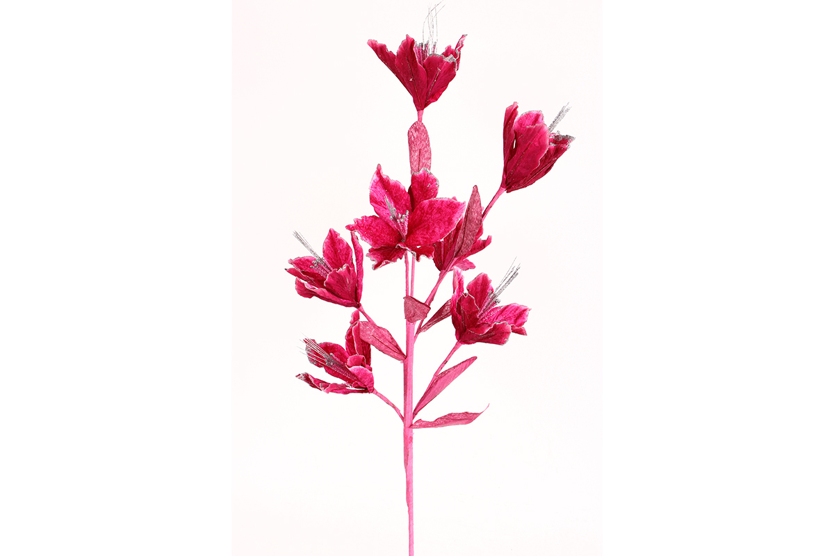 Keskor Λουλούδι διακοσμητικό με 7 άνθη και γκλίτερ χρ. φούξια 021601-3