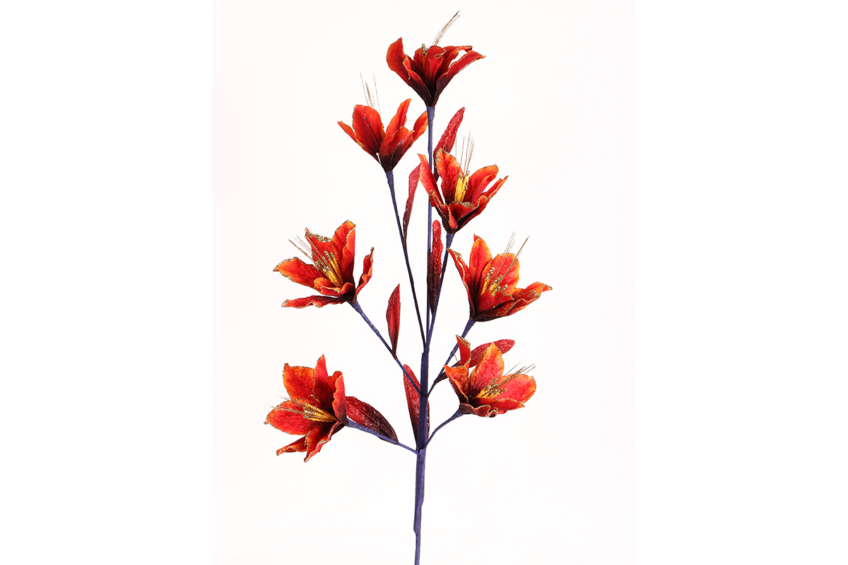 Keskor Λουλούδι διακοσμητικό με 7 άνθη και γκλίτερ χρ. μπορντώ 021601-4