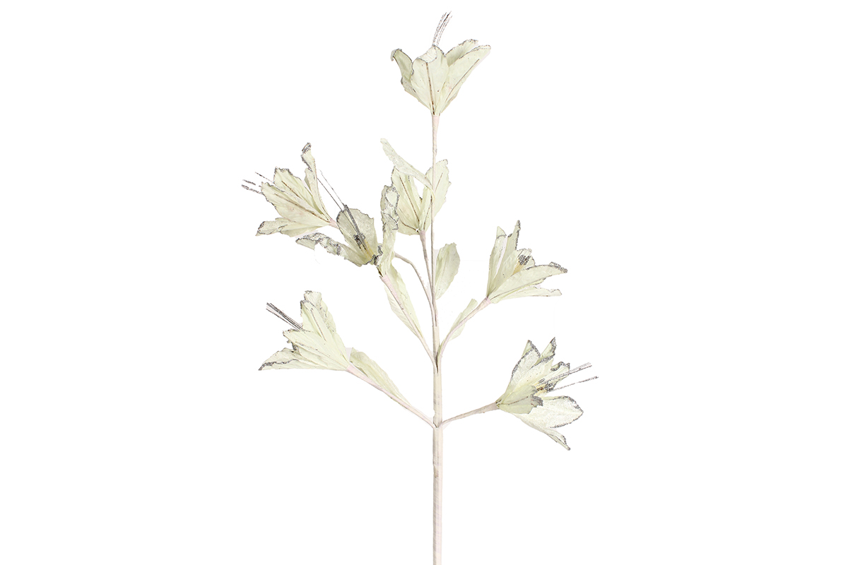 Keskor Λουλούδι διακοσμητικό με 7 άνθη και γκλίτερ χρ. λευκό 021601-5