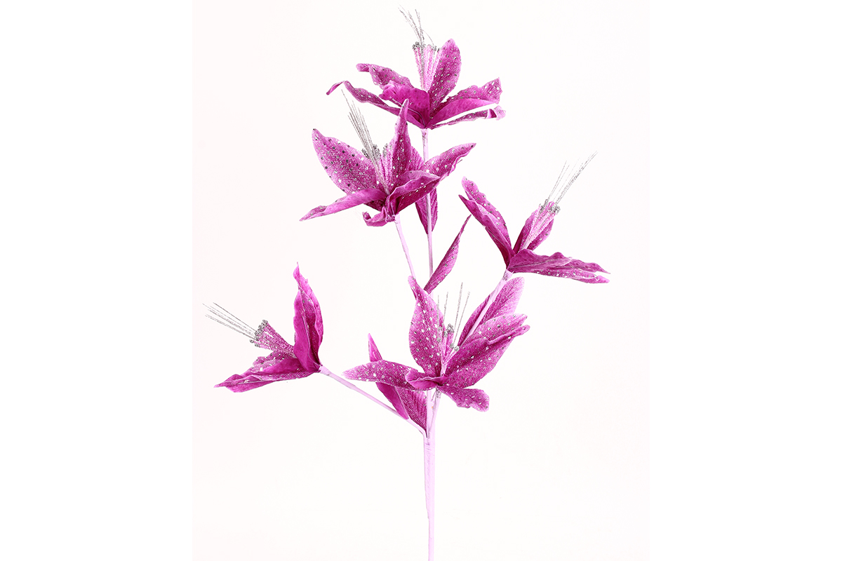 Keskor Λουλούδι διακοσμητικό με 5 άνθη και γκλίτερ χρ. μωβ 021603-2