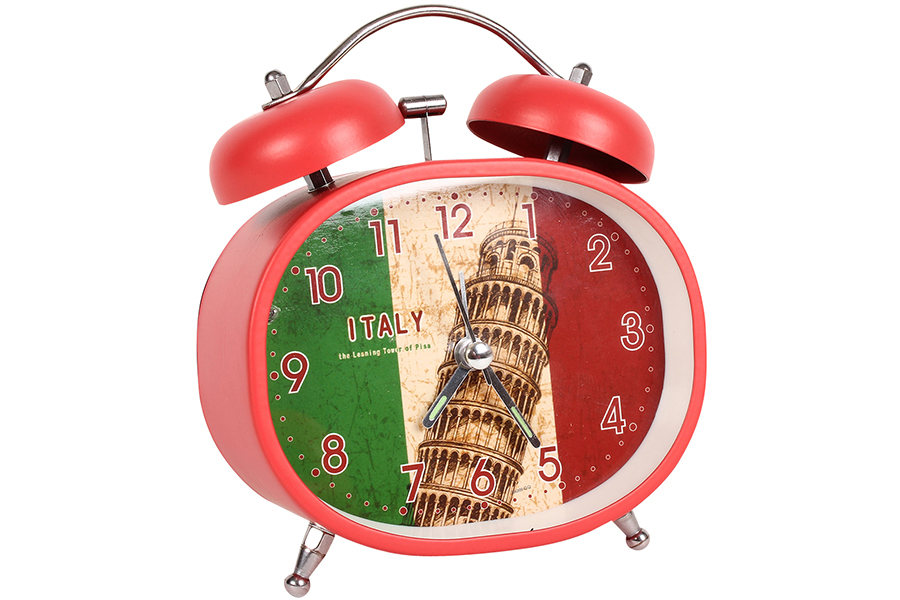 Keskor Ρολόι ξυπνητήρι μεταλλικό με φως 10,5Χ5Χ12 εκ. σχ. ITALY PISA 044009-7