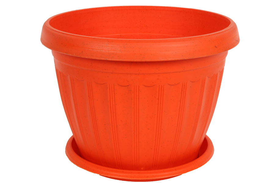 Keskor Γλάστρα πλαστική με πιάτο Φ28,5Χ22,5 εκ. χρ. πορτοκαλί 492816-3