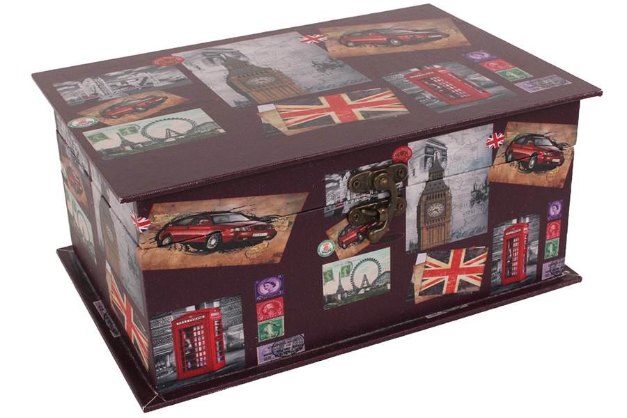 Keskor Κουτί αποθήκευσης ξύλινο με επένδυση PU 31Χ21Χ14 εκ. σχ. LONDON 5166623-9